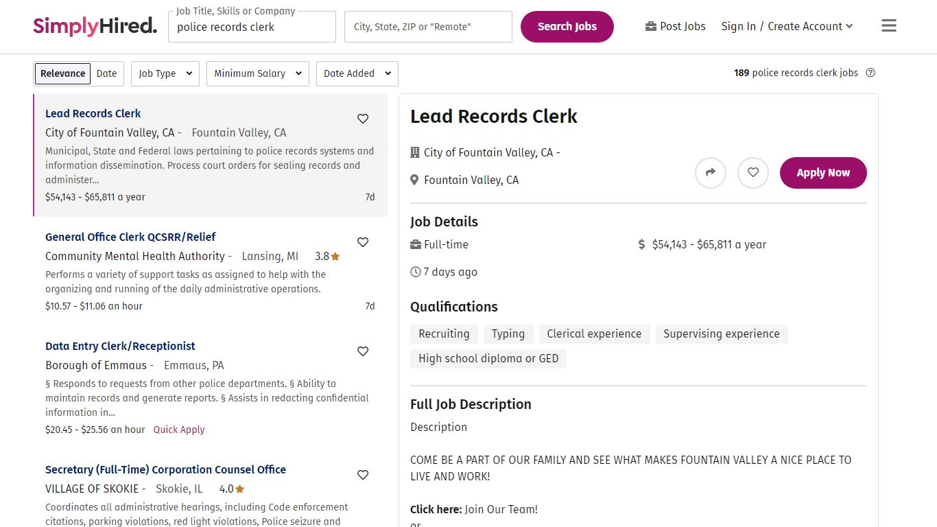 20 Best police records clerk jobs (Hiring Now!) | SimplyHired